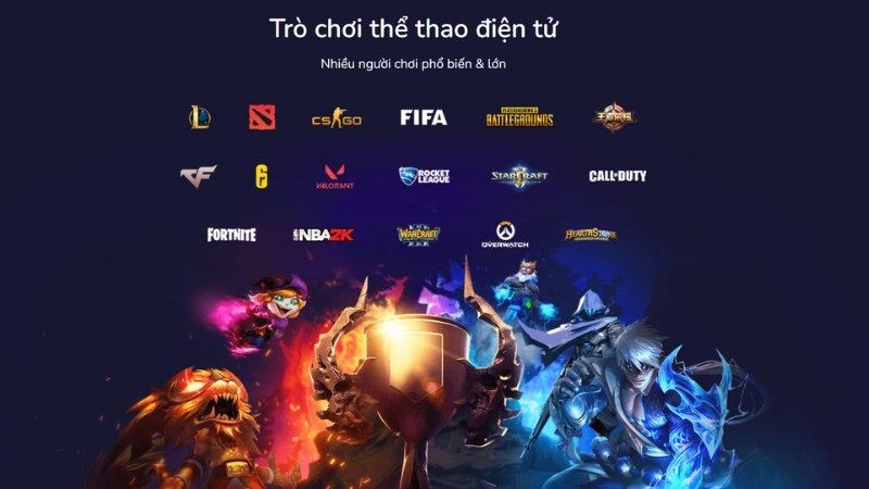 Danh mục trò chơi cá cược Esports nổi bật trên nền tảng